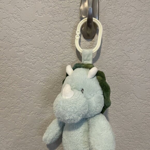 Kellytoy 13" Green Triceratops Dinosaur Crinkle Rattle Baby Toy Plush - Picture 3 of 9